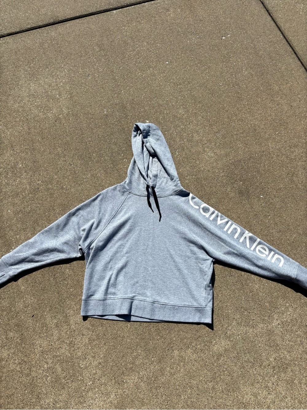 Calvin Klein Gray Cropped Logo Hoodie